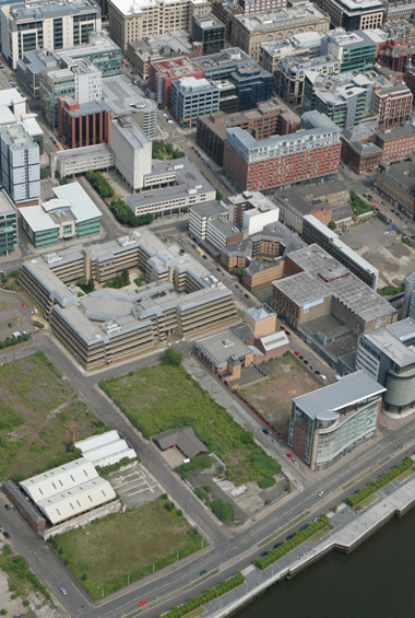 Aerial view of 220 Broomielaw site in Glasgow's IFSD